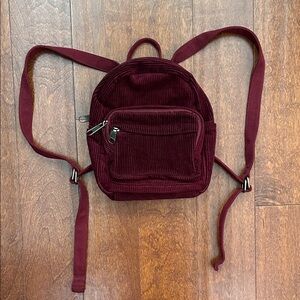 Urban Outfitters Wide Wale Burgundy Corduroy Mini Backpack